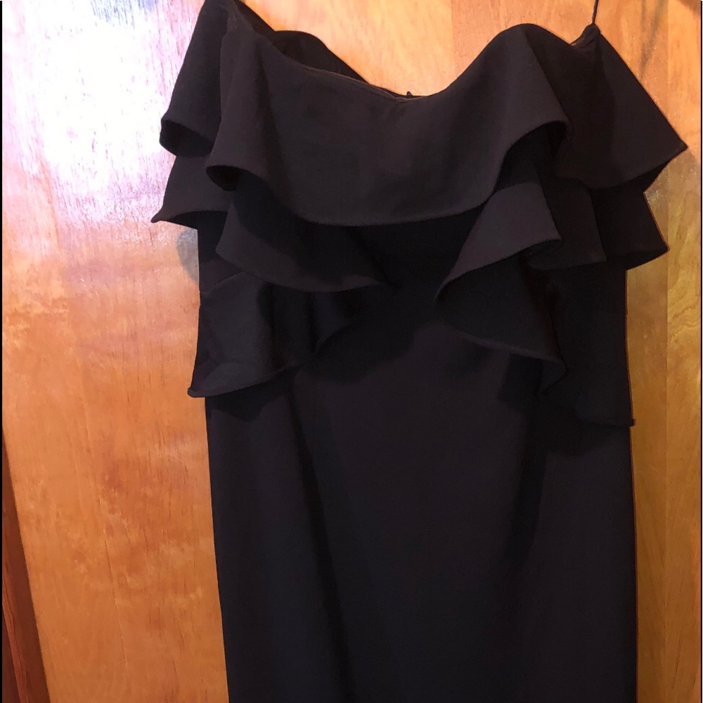 Strapless party dress.